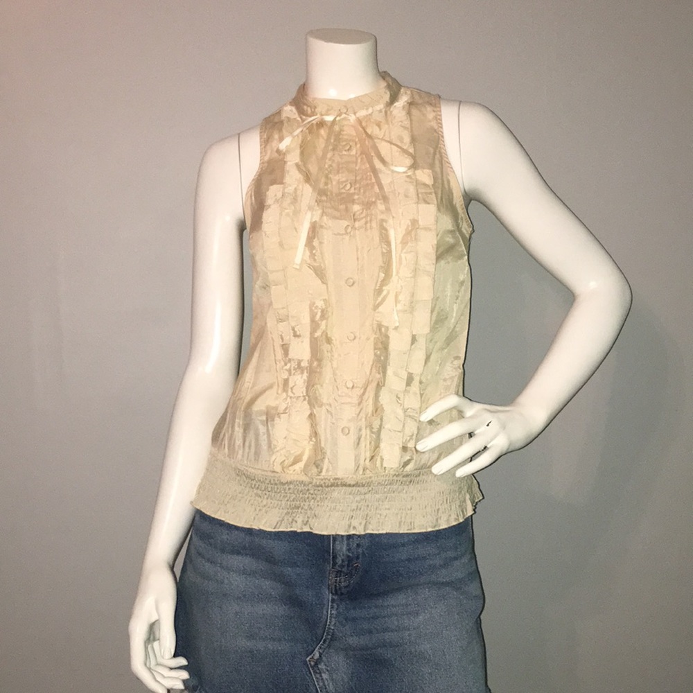 Forever 21 Gold Tuxedo Ruffle Style Sleeveless Top Small